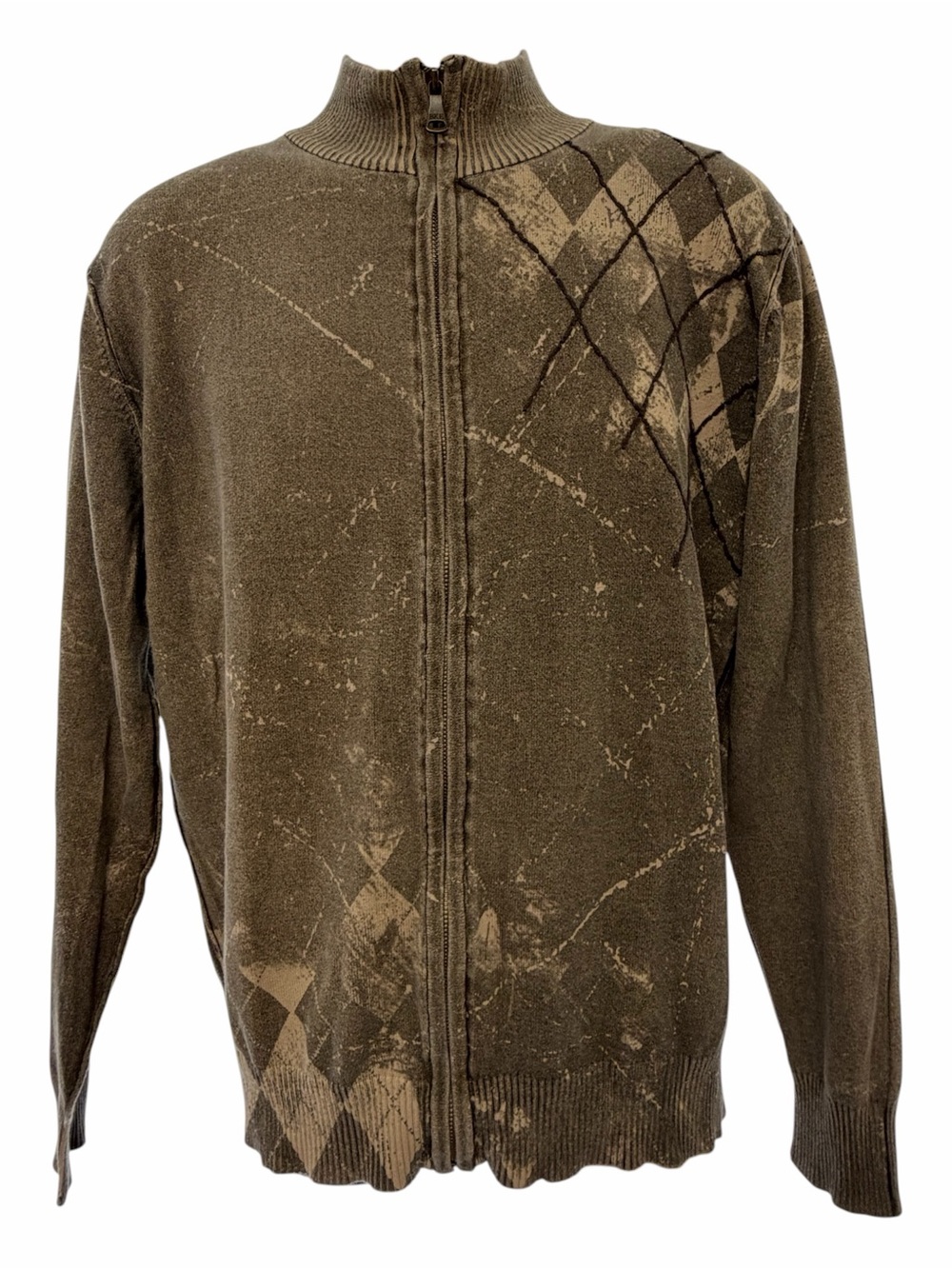 BKE Men’s Large Brown Distressed Full Zip Sweater Jacket